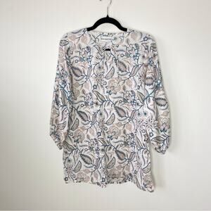 Sue Sartor Floral Botanical Cotton Patterned Blouse Size Small